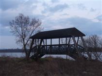 Fu&szlig;g&auml;ngerbr&uuml;cke am Rhein